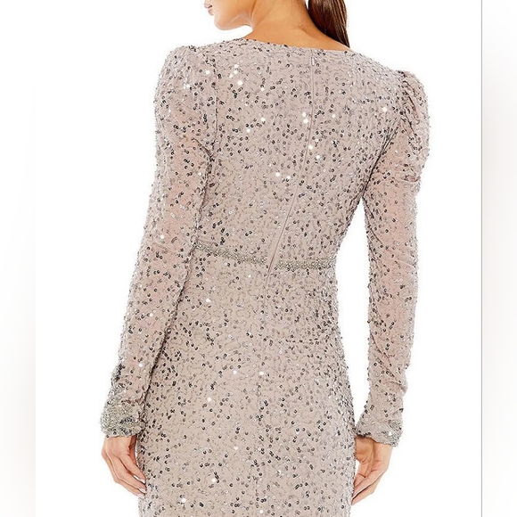 Mac Duggal #10740 Sequin Embellished Flounce Hem Surplice Size 14 MSRP $498 - Picture 4 of 12